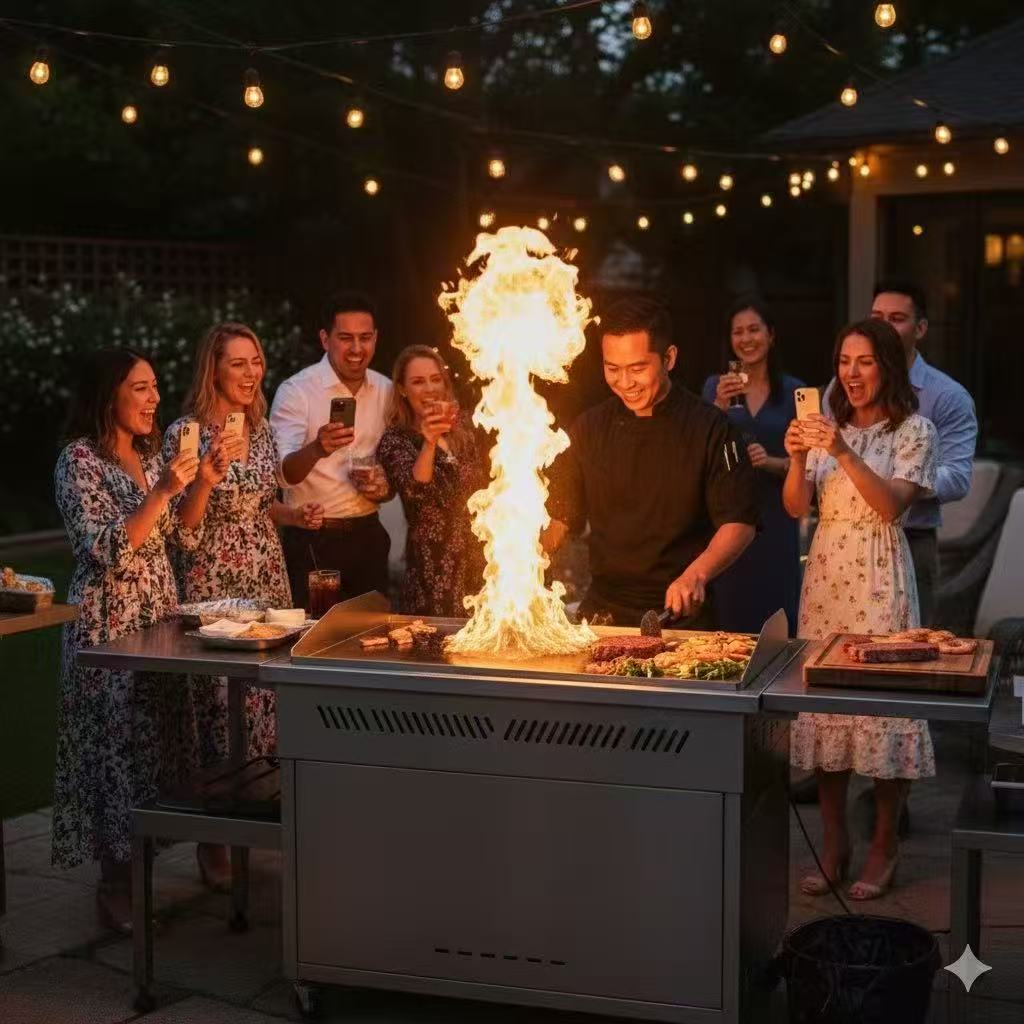 Hibachi family friendly chicken dinner at a Florida beach house